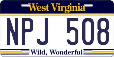 WV license plate NPJ508