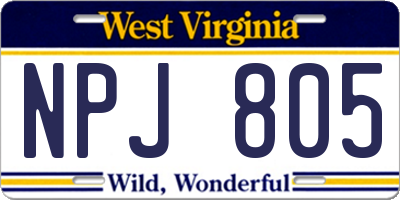 WV license plate NPJ805