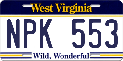 WV license plate NPK553
