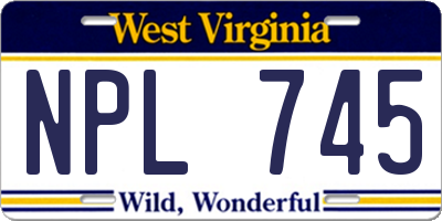 WV license plate NPL745
