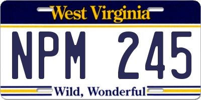 WV license plate NPM245
