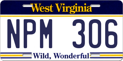WV license plate NPM306