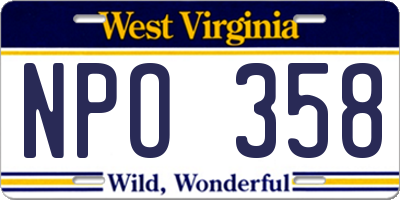 WV license plate NPO358