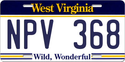 WV license plate NPV368