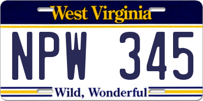 WV license plate NPW345