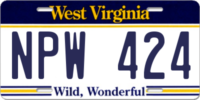 WV license plate NPW424