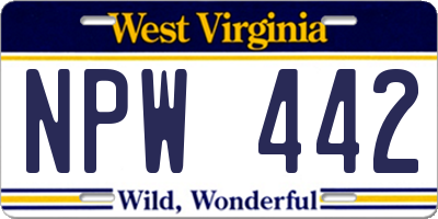 WV license plate NPW442