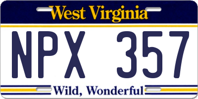 WV license plate NPX357