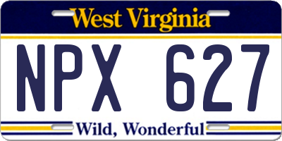 WV license plate NPX627