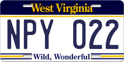 WV license plate NPY022