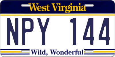 WV license plate NPY144