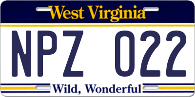 WV license plate NPZ022