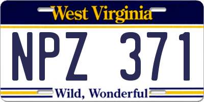 WV license plate NPZ371