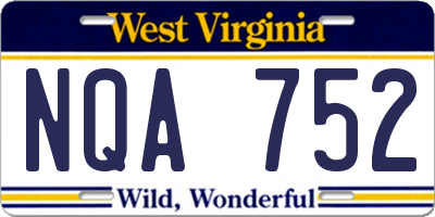 WV license plate NQA752