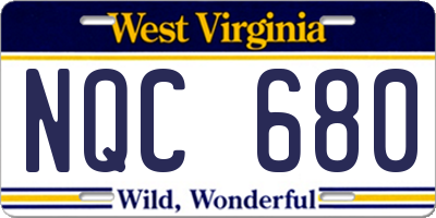 WV license plate NQC680