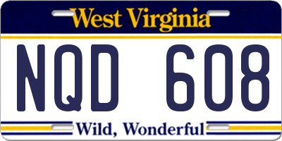WV license plate NQD608