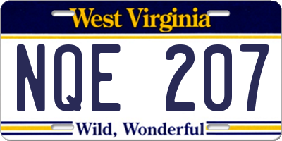 WV license plate NQE207