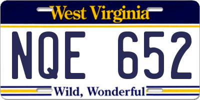 WV license plate NQE652