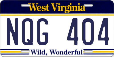 WV license plate NQG404