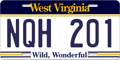 WV license plate NQH201