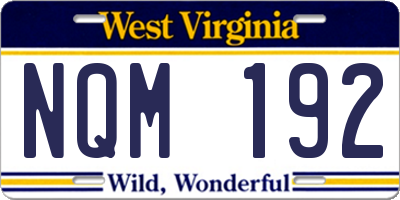 WV license plate NQM192