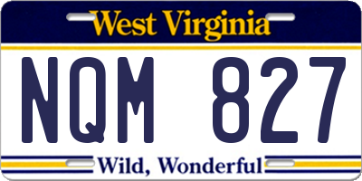 WV license plate NQM827