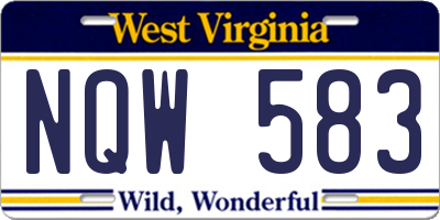 WV license plate NQW583