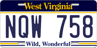 WV license plate NQW758