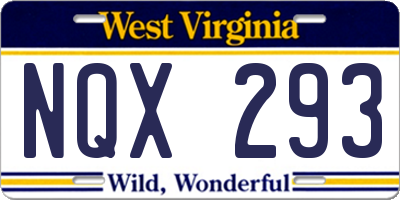 WV license plate NQX293