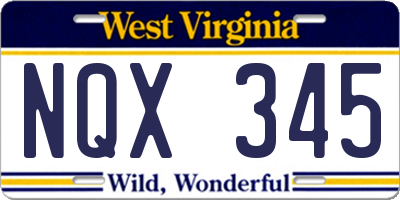 WV license plate NQX345