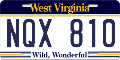 WV license plate NQX810