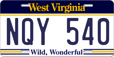 WV license plate NQY540