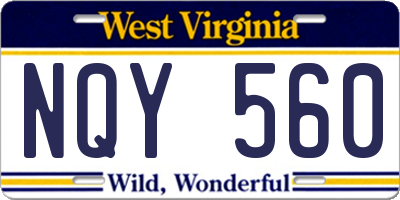 WV license plate NQY560
