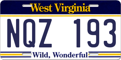 WV license plate NQZ193