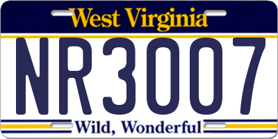 WV license plate NR3007