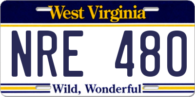 WV license plate NRE480