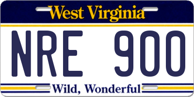 WV license plate NRE900