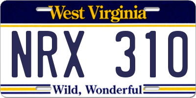 WV license plate NRX310