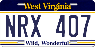 WV license plate NRX407