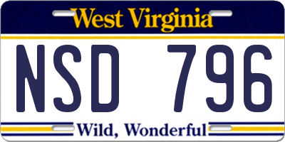 WV license plate NSD796