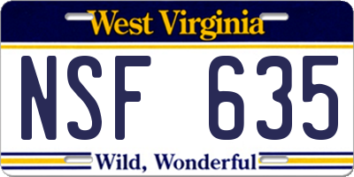 WV license plate NSF635