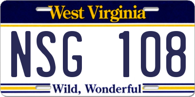 WV license plate NSG108