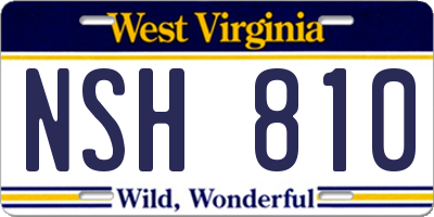 WV license plate NSH810