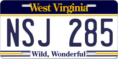 WV license plate NSJ285