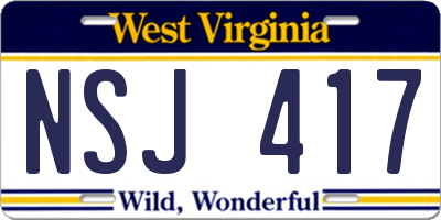 WV license plate NSJ417