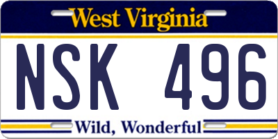 WV license plate NSK496