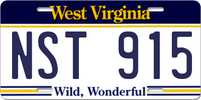 WV license plate NST915