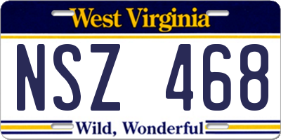 WV license plate NSZ468