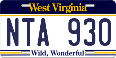 WV license plate NTA930