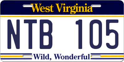 WV license plate NTB105